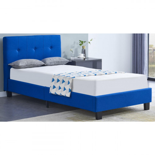 מיטת יחיד למזרן 90/190 בריפוד בד אריג דגם Allure כחול