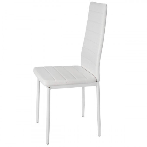  רביעיית כסאות דגם EVORA דמוי עור לבן X4 רגליים לבנות