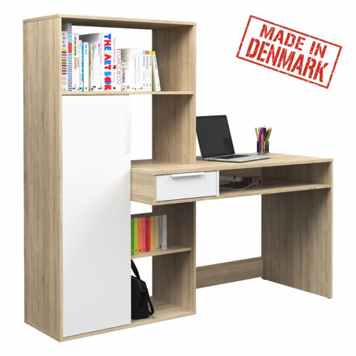 עמדת עבודה עם שולחן כתיבה וספרייה תוצרת דנמרק דגם אופק
