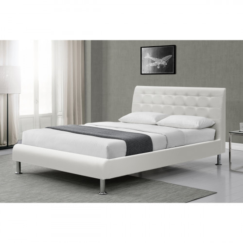 מיטת יחיד מעוצבת 90x190 בריפוד דמוי עור דגם פנדה שמנת-לבן