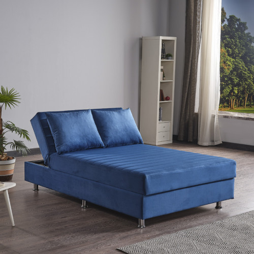 מיטה רחבה לנוער 120x190 עם מזרן עבה וארגז מצעים דגם אביב כחול