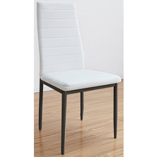  רביעיית כסאות דגם EVORA דמוי עור לבן X4 רגליים שחורות